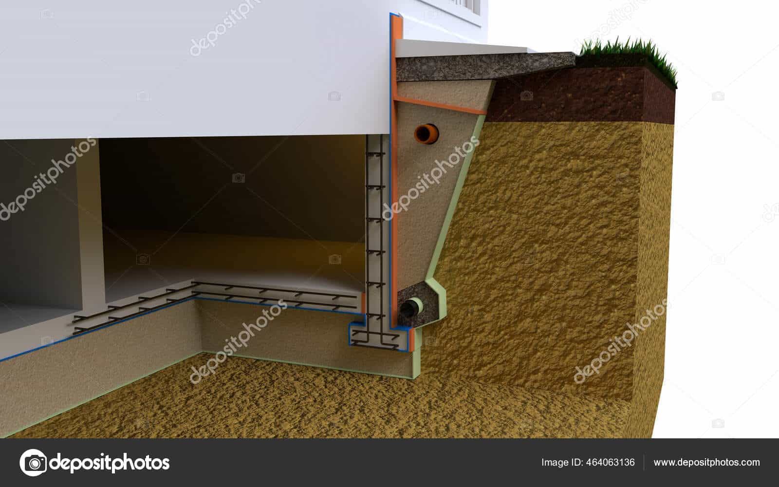 house base drainage pipe, design industrial 3D rendering